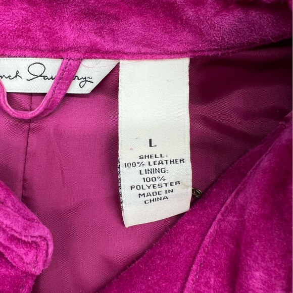 NWOT Gorgeous French Laundry Fuchsia Leather Button Up Jacket –‎ Size Large - Picture 6 of 14
